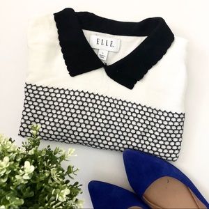 Elle Short Sleeved Sweater with Black Embroidery